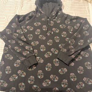 Torrid Black Hoodie with Colorful Skulls Size 3